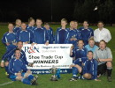 Drayton FC seen here with the Shoe Trade Cup after completeing the Treble (Div 1 title, Div 1 K/Out Cup) against a very organised Marlbough Arms of Division 3. played at Wroxham FC watched by a crowd of just under 200. MOM Kelvin Lake, Drayton
